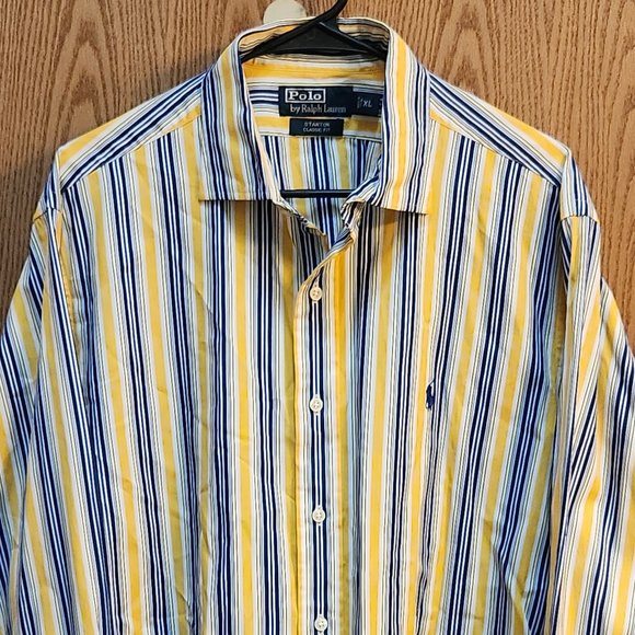 Ralph Lauren Other - RALPH LAUREN Stanton Classic Fit Yellow Blue Stripe Button Down Shirt - XL